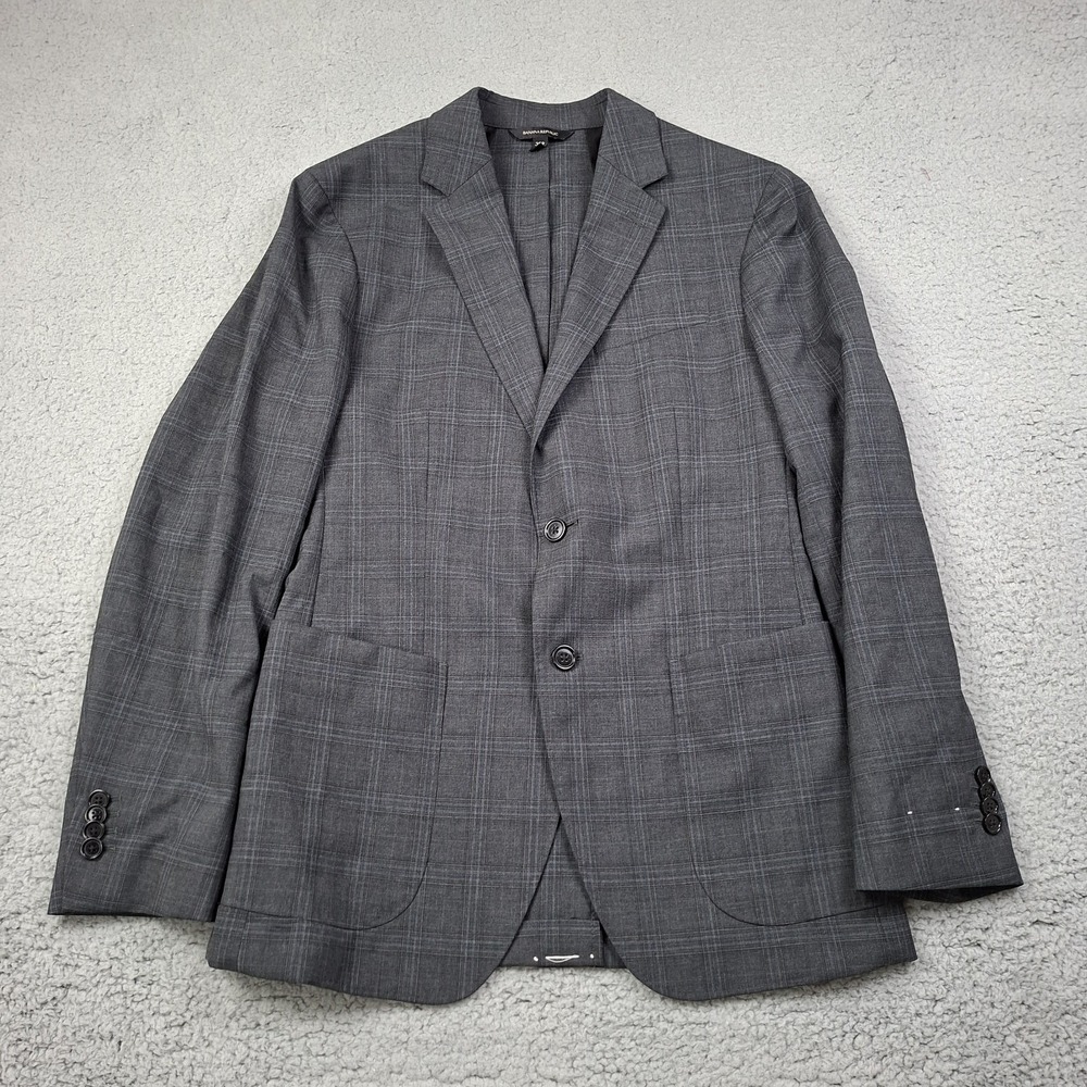 NEW Banana Republic Blazer 38R Slim Fit Gray Wool Blend Performance Unstructured